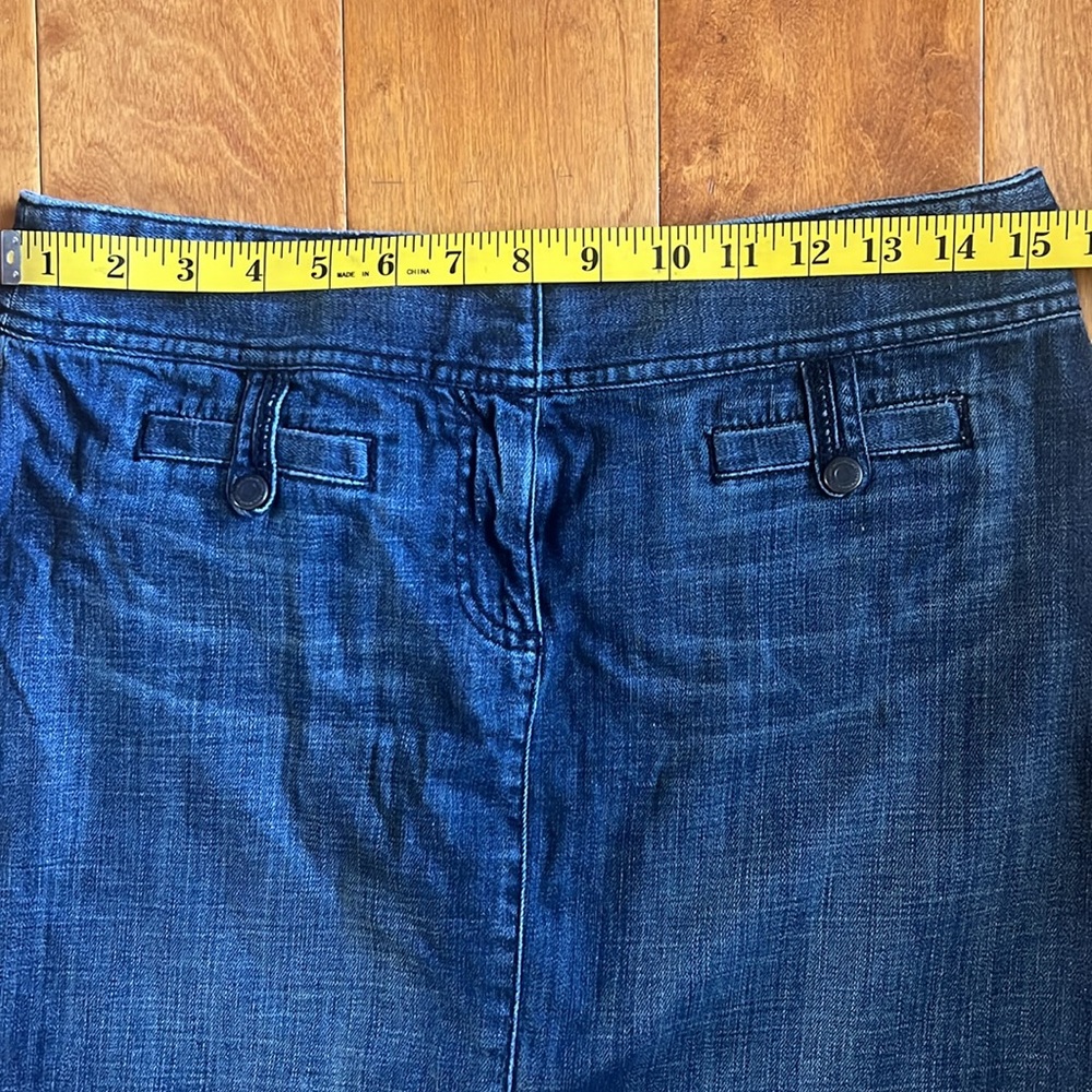 Vintage Ann Taylor Loft Denim Dark Wash Blue Mini Skirt Size 4 Nautical Summer - Picture 6 of 8